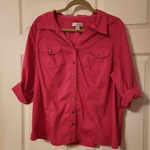 CJ Banks Vibrant Pink Blouse, sz 1X